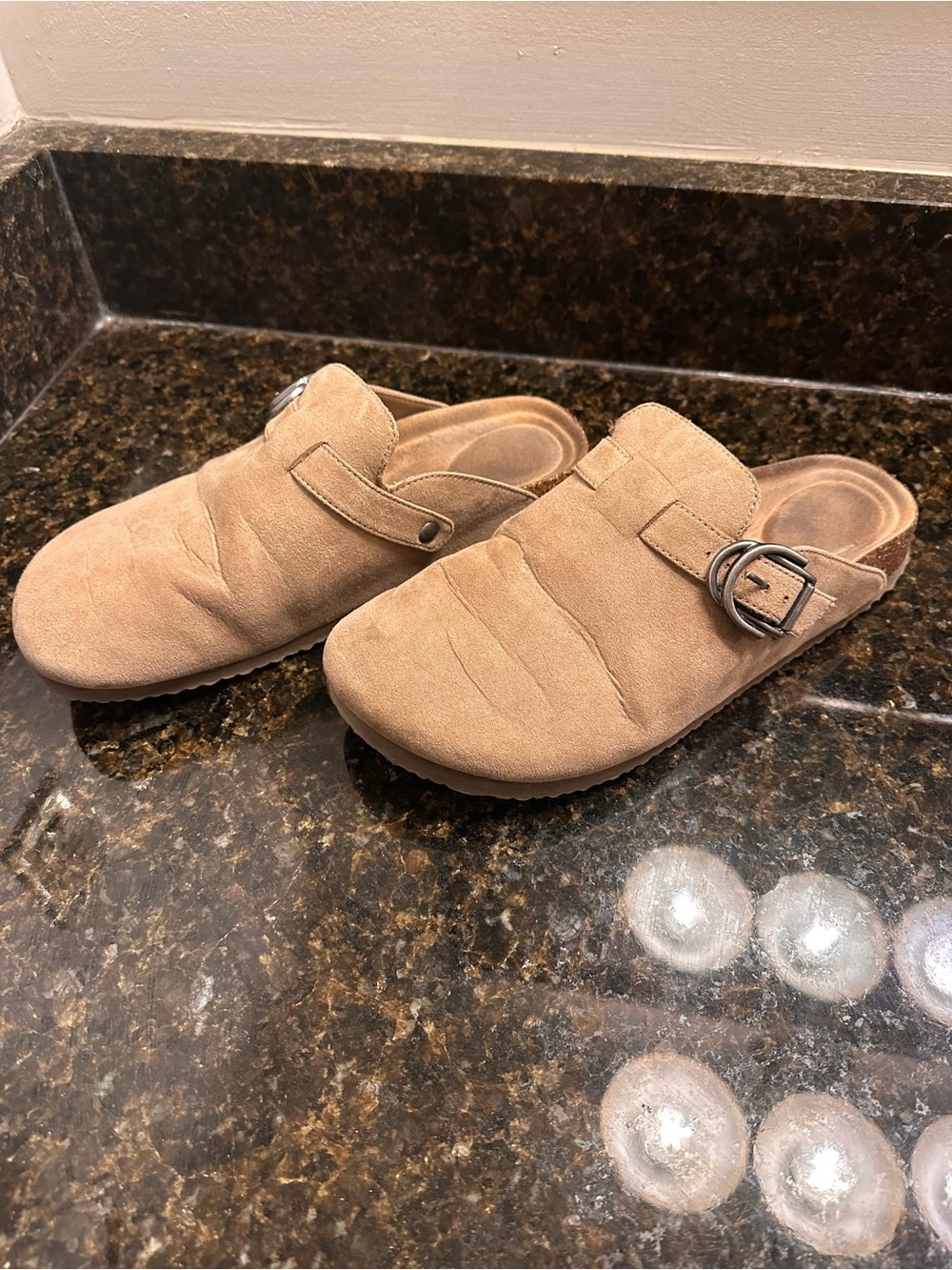 Women’s Slip-On Clog Mule with Buckle - Tan